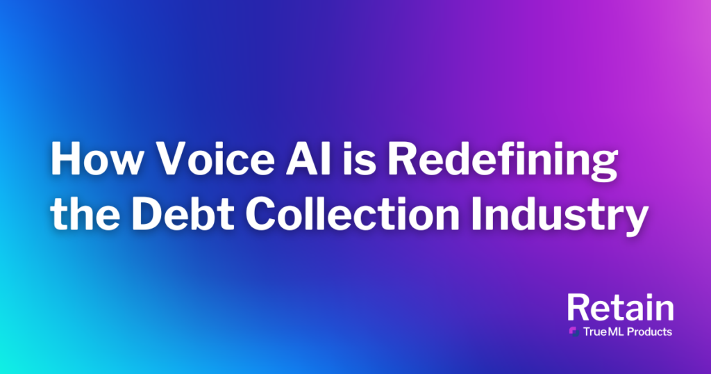 How Voice AI is Redefining the Debt Collection Industry 1 The blog title set in front of a purple and blue backdrop